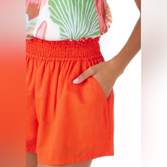 CROSBY by Mollie Burch Camden Linen Blend Short in Lobster(Orange) Size Small - Picture 3 of 9